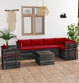 VidaXL 7-delige Loungeset met kussens pallet massief grenenhout