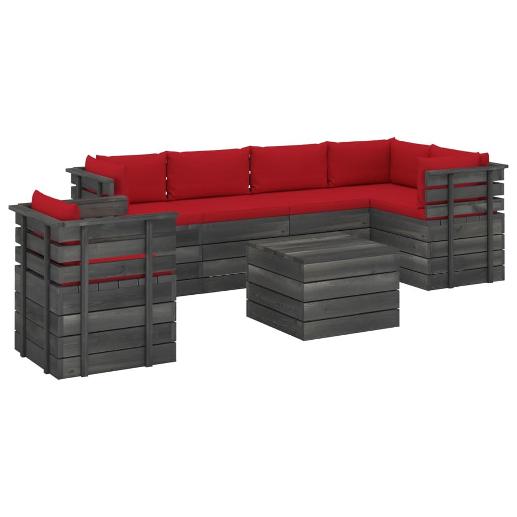 VidaXL 7-delige Loungeset met kussens pallet massief grenenhout