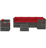 VidaXL 7-delige Loungeset met kussens pallet massief grenenhout