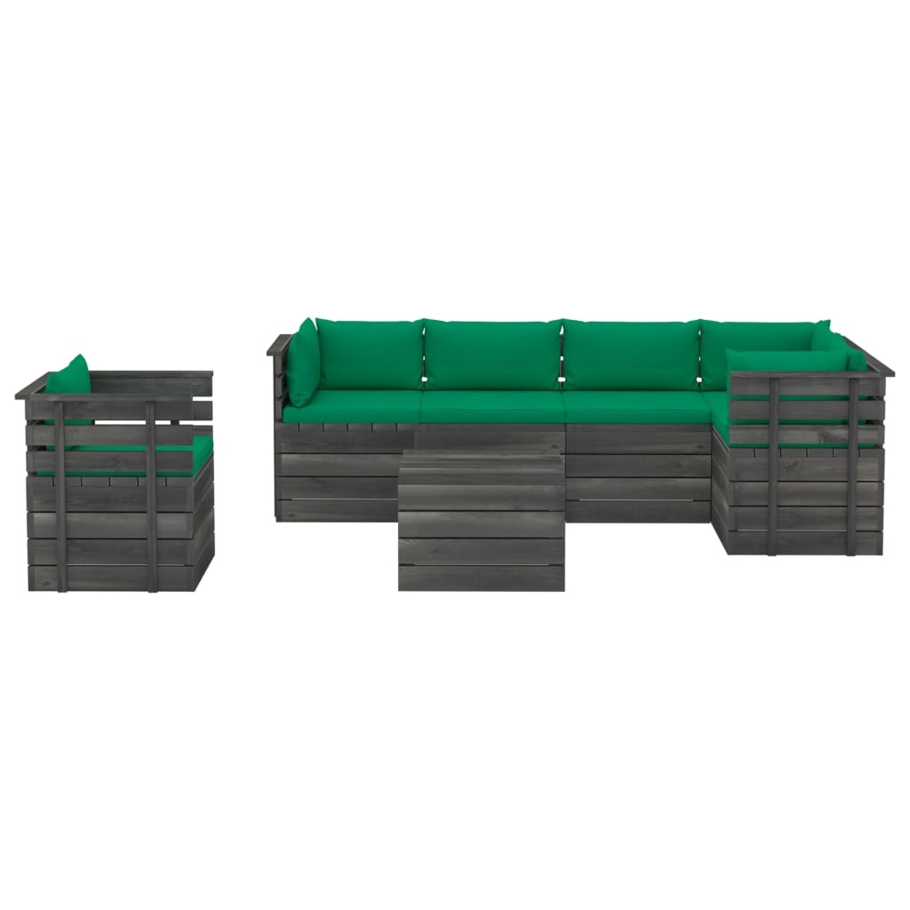 VidaXL 7-delige Loungeset met kussens pallet massief grenenhout