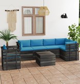 VidaXL 7-delige Loungeset met kussens pallet massief grenenhout
