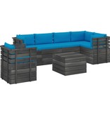 VidaXL 7-delige Loungeset met kussens pallet massief grenenhout