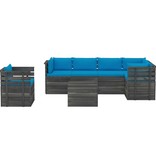 VidaXL 7-delige Loungeset met kussens pallet massief grenenhout