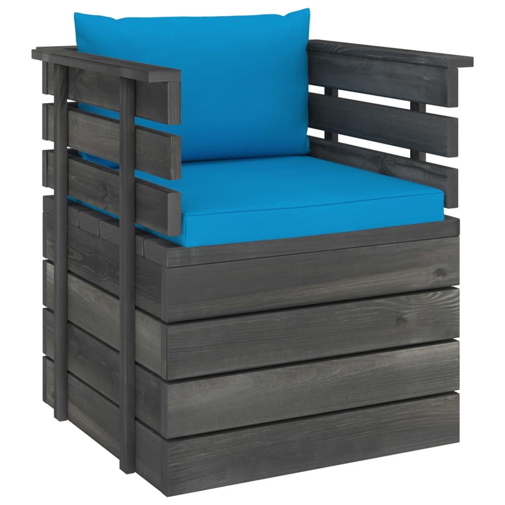 VidaXL 7-delige Loungeset met kussens pallet massief grenenhout