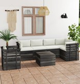 VidaXL 7-delige Loungeset met kussens pallet massief grenenhout