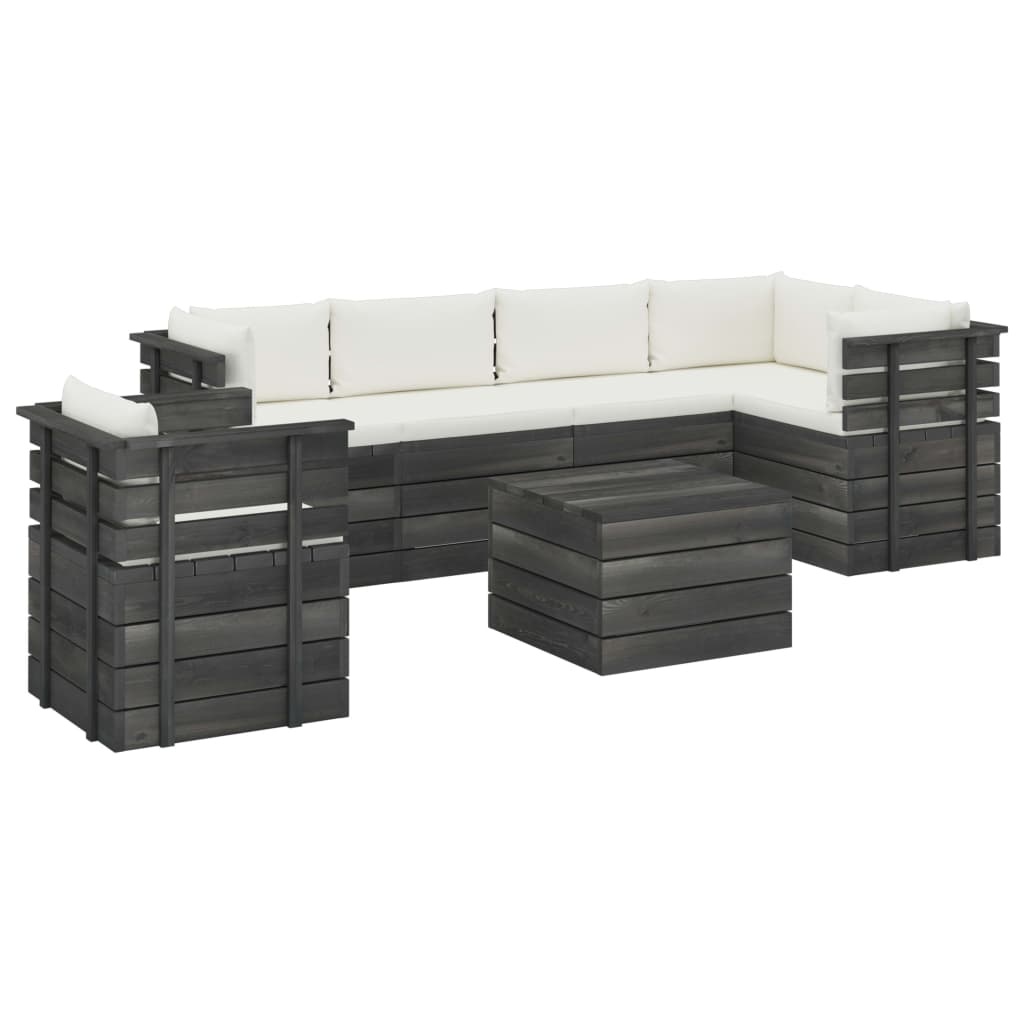 VidaXL 7-delige Loungeset met kussens pallet massief grenenhout