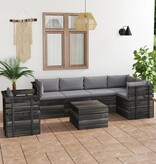 VidaXL 7-delige Loungeset met kussens pallet massief grenenhout