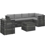 VidaXL 7-delige Loungeset met kussens pallet massief grenenhout