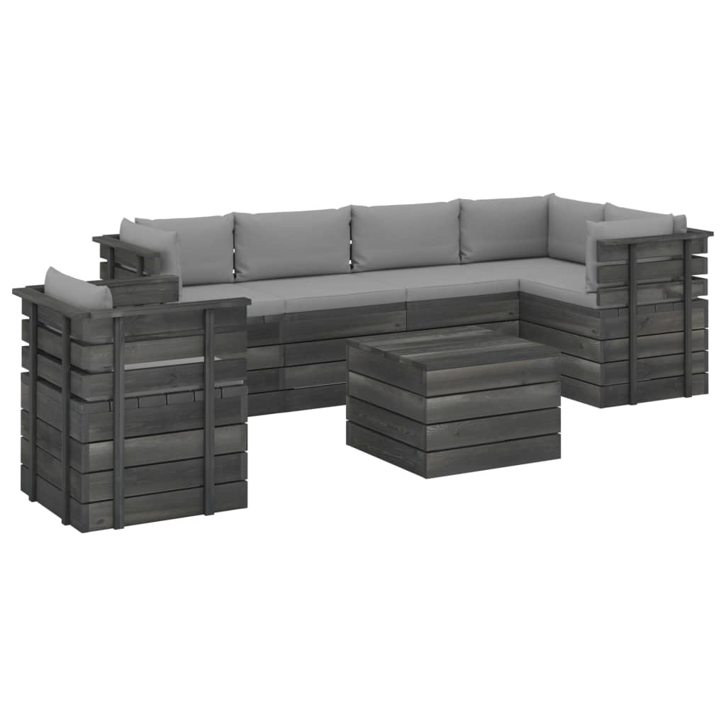VidaXL 7-delige Loungeset met kussens pallet massief grenenhout