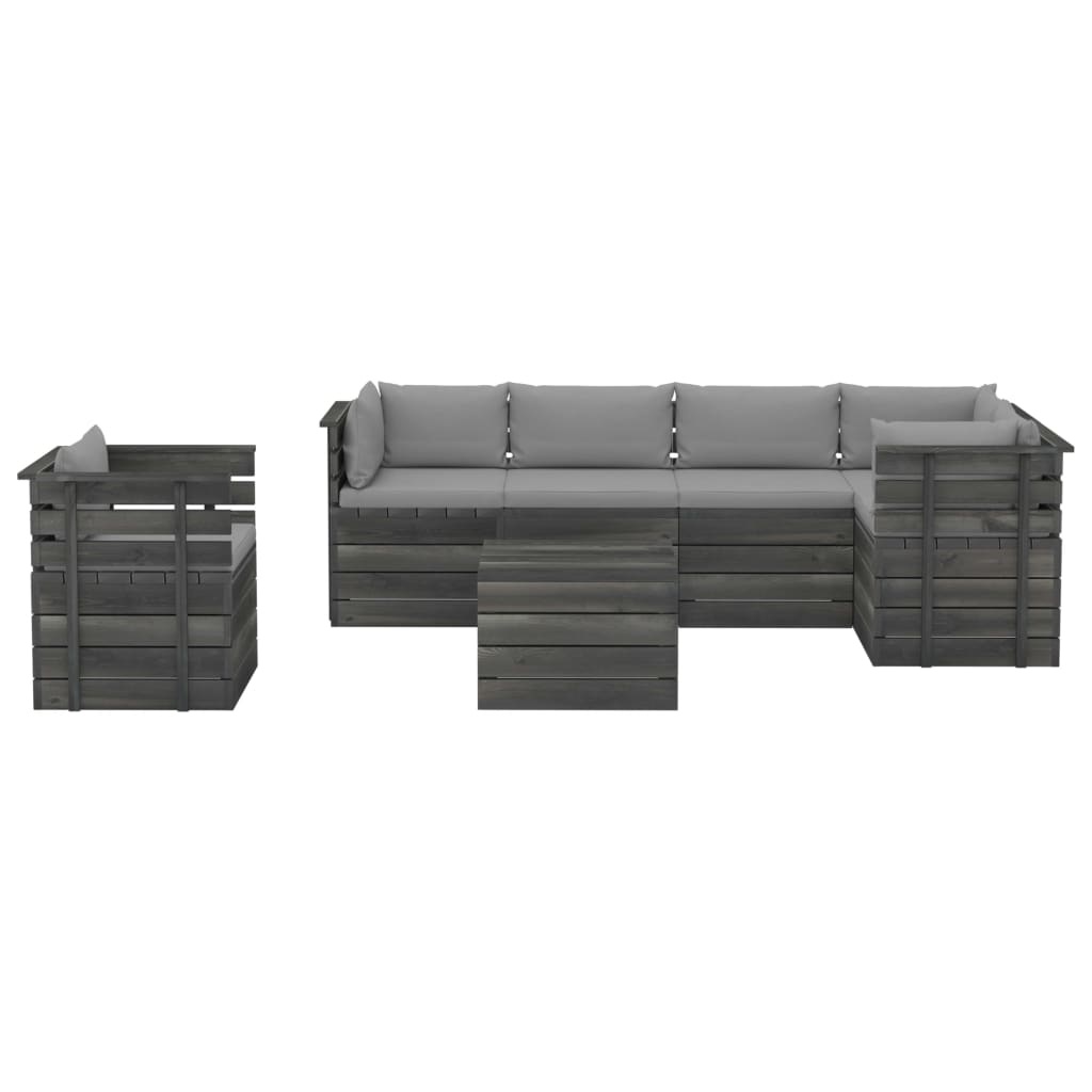VidaXL 7-delige Loungeset met kussens pallet massief grenenhout