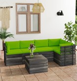VidaXL 6-delige Loungeset met kussens pallet massief grenenhout