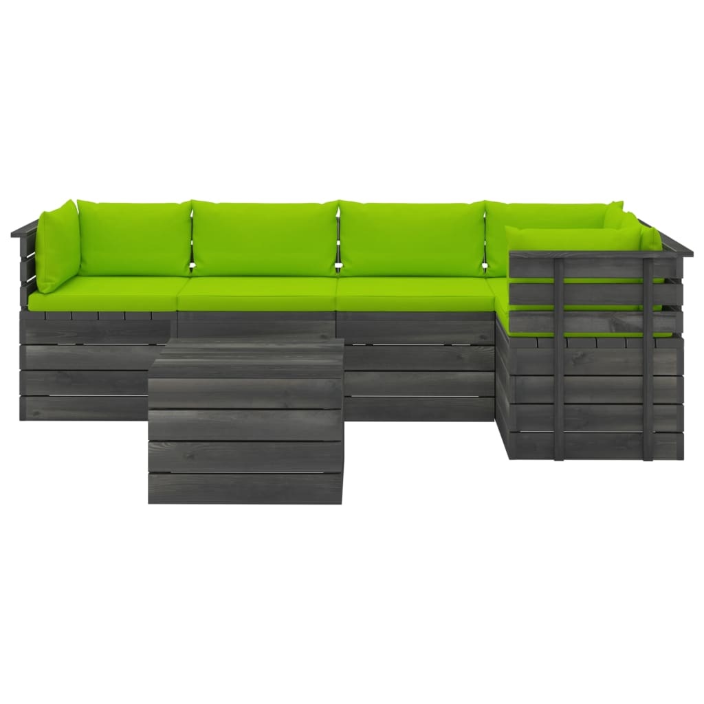 VidaXL 6-delige Loungeset met kussens pallet massief grenenhout
