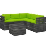 VidaXL 6-delige Loungeset met kussens pallet massief grenenhout