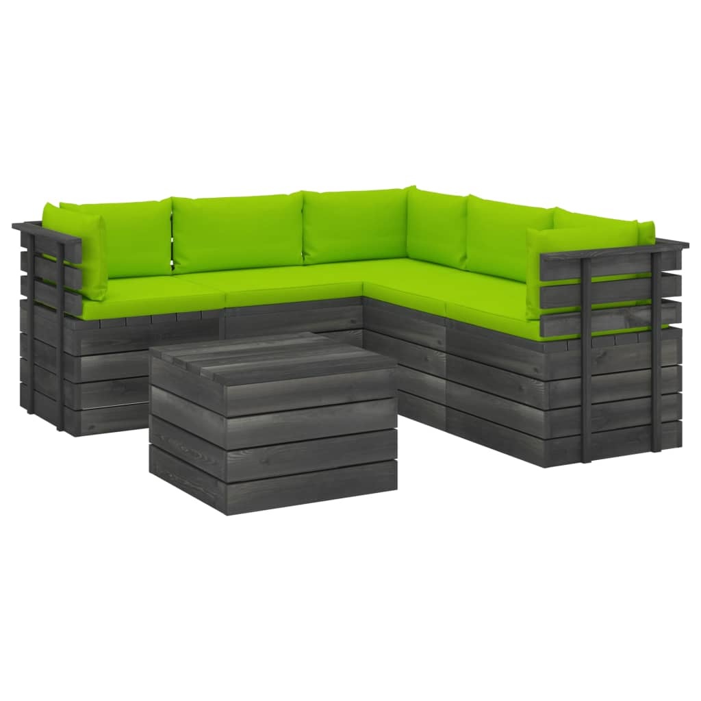VidaXL 6-delige Loungeset met kussens pallet massief grenenhout