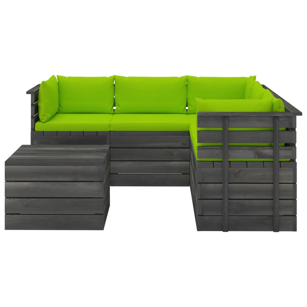 VidaXL 6-delige Loungeset met kussens pallet massief grenenhout
