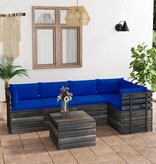 VidaXL 6-delige Loungeset met kussens pallet massief grenenhout