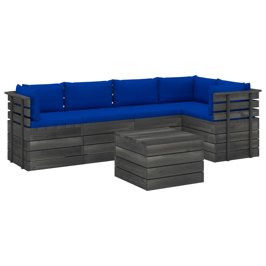 VidaXL 6-delige Loungeset met kussens pallet massief grenenhout