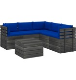 VidaXL 6-delige Loungeset met kussens pallet massief grenenhout
