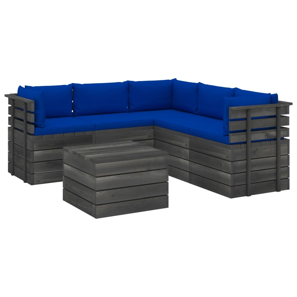 VidaXL 6-delige Loungeset met kussens pallet massief grenenhout