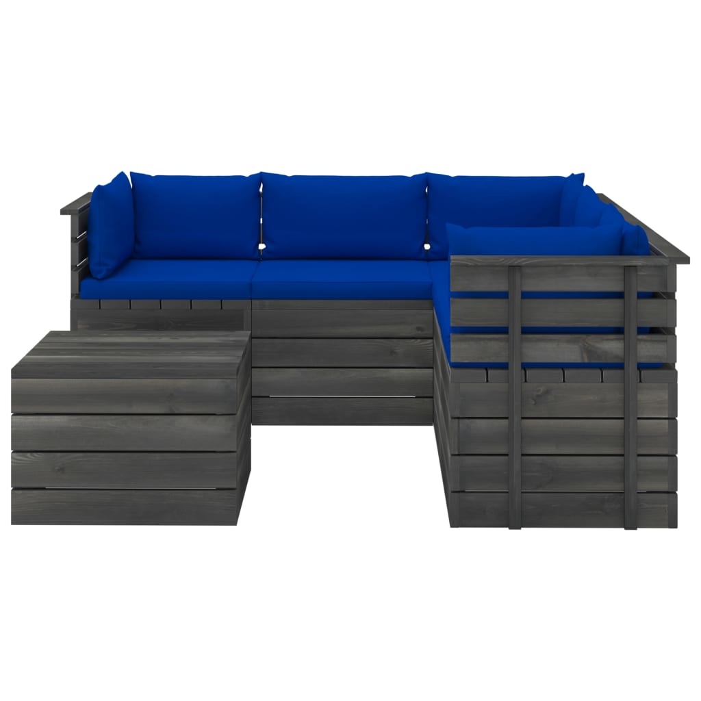 VidaXL 6-delige Loungeset met kussens pallet massief grenenhout