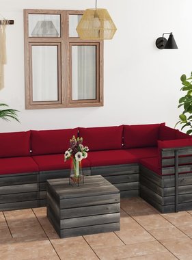 VidaXL 6-delige Loungeset met kussens pallet massief grenenhout