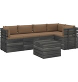 VidaXL 6-delige Loungeset met kussens pallet massief grenenhout