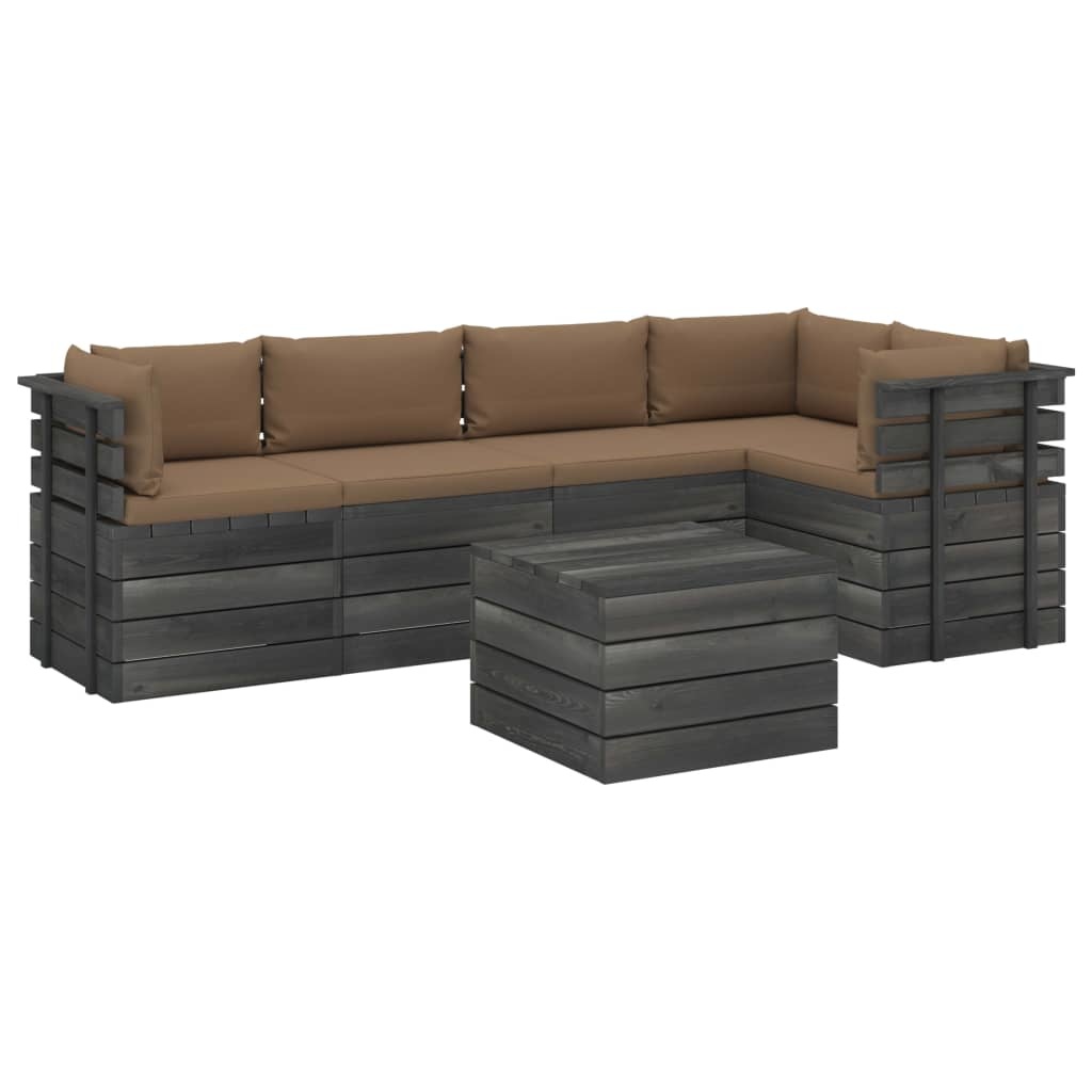 VidaXL 6-delige Loungeset met kussens pallet massief grenenhout