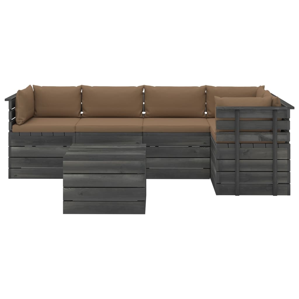 VidaXL 6-delige Loungeset met kussens pallet massief grenenhout