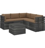 VidaXL 6-delige Loungeset met kussens pallet massief grenenhout