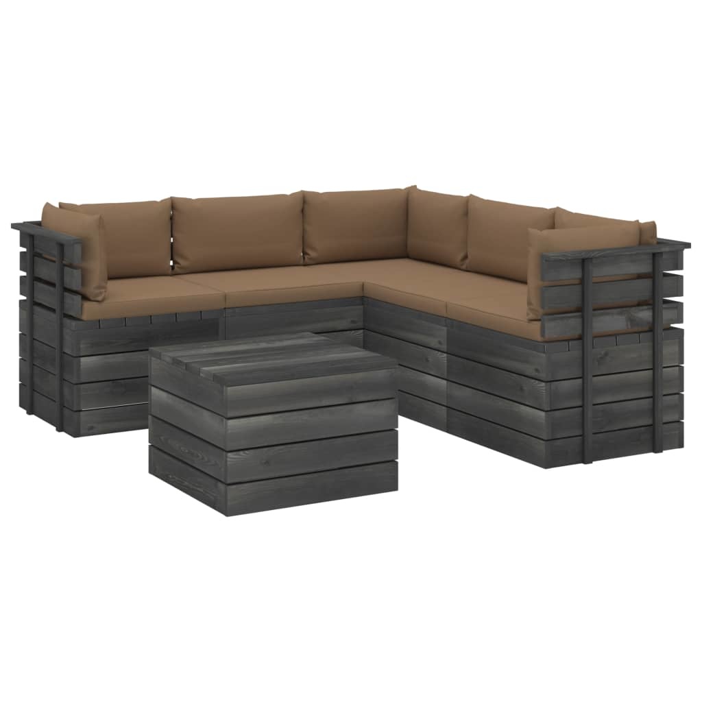 VidaXL 6-delige Loungeset met kussens pallet massief grenenhout