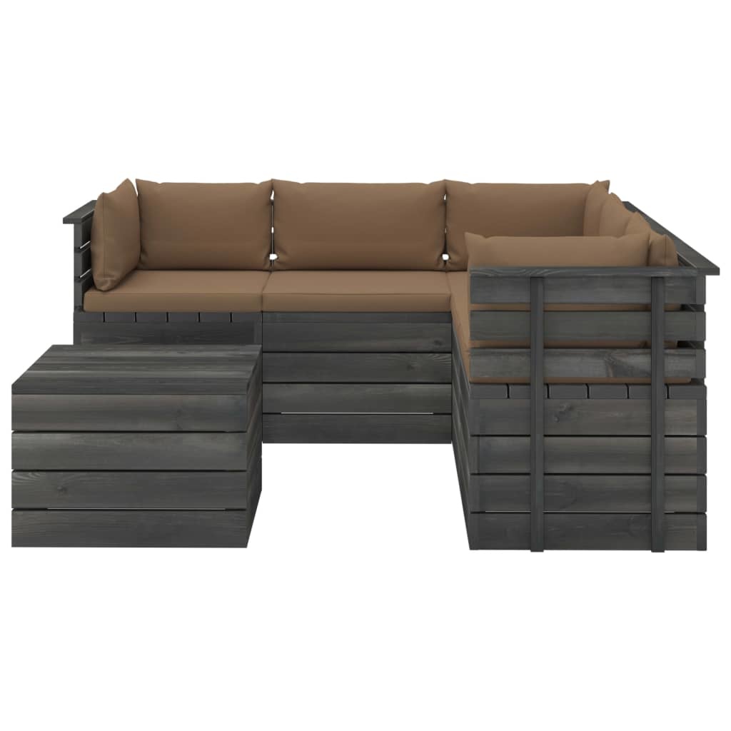 VidaXL 6-delige Loungeset met kussens pallet massief grenenhout