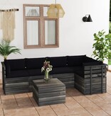 VidaXL 6-delige Loungeset met kussens pallet massief grenenhout