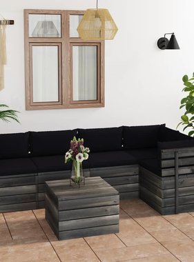 VidaXL 6-delige Loungeset met kussens pallet massief grenenhout
