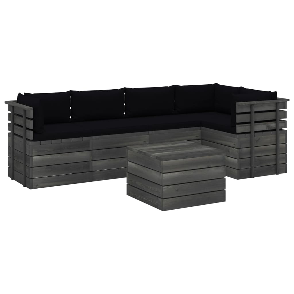 VidaXL 6-delige Loungeset met kussens pallet massief grenenhout