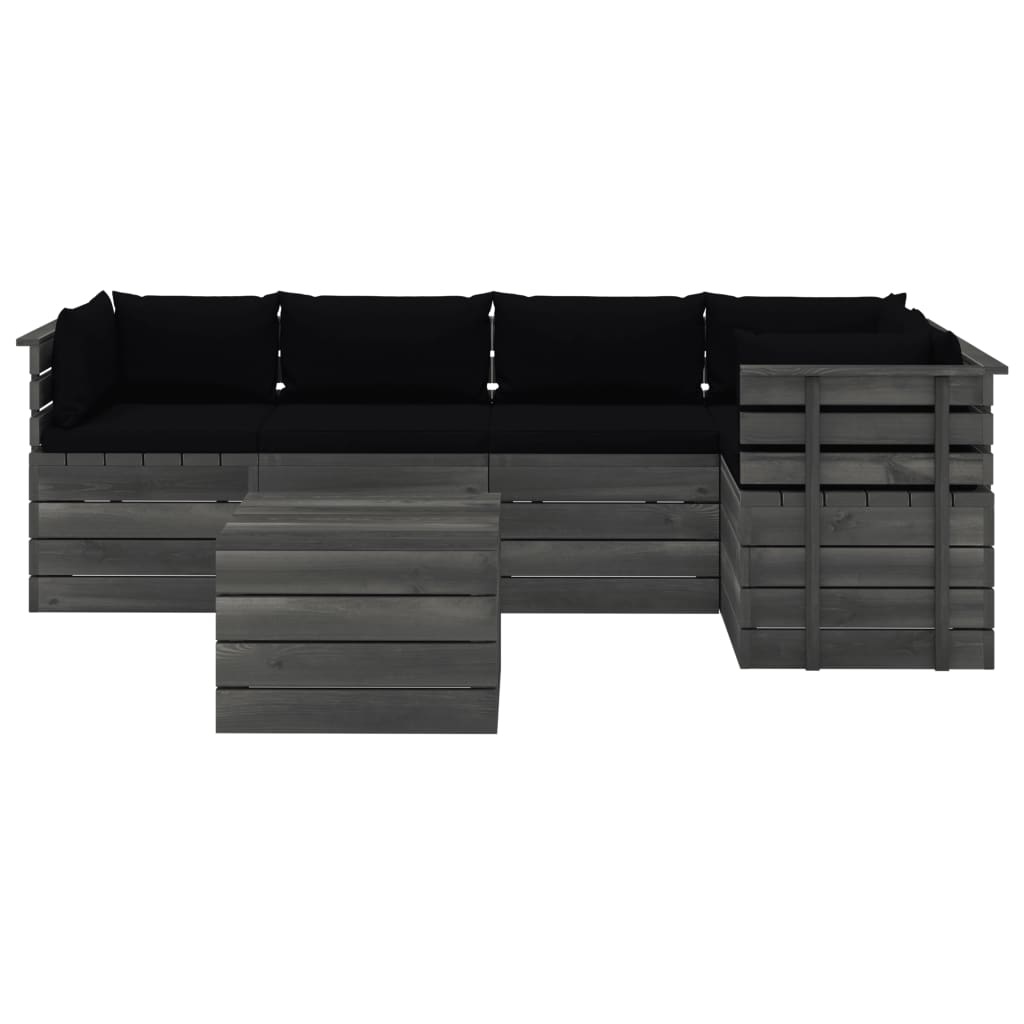 VidaXL 6-delige Loungeset met kussens pallet massief grenenhout