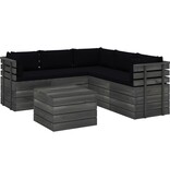 VidaXL 6-delige Loungeset met kussens pallet massief grenenhout