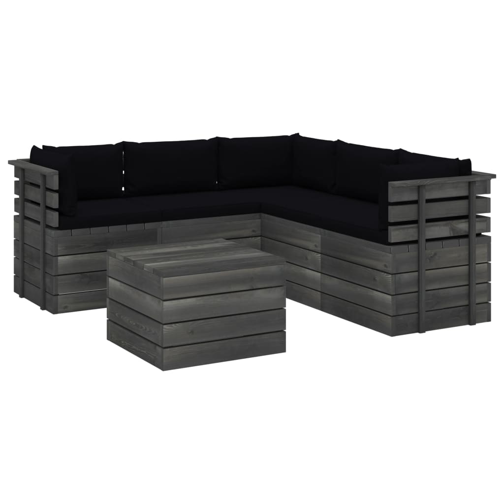 VidaXL 6-delige Loungeset met kussens pallet massief grenenhout