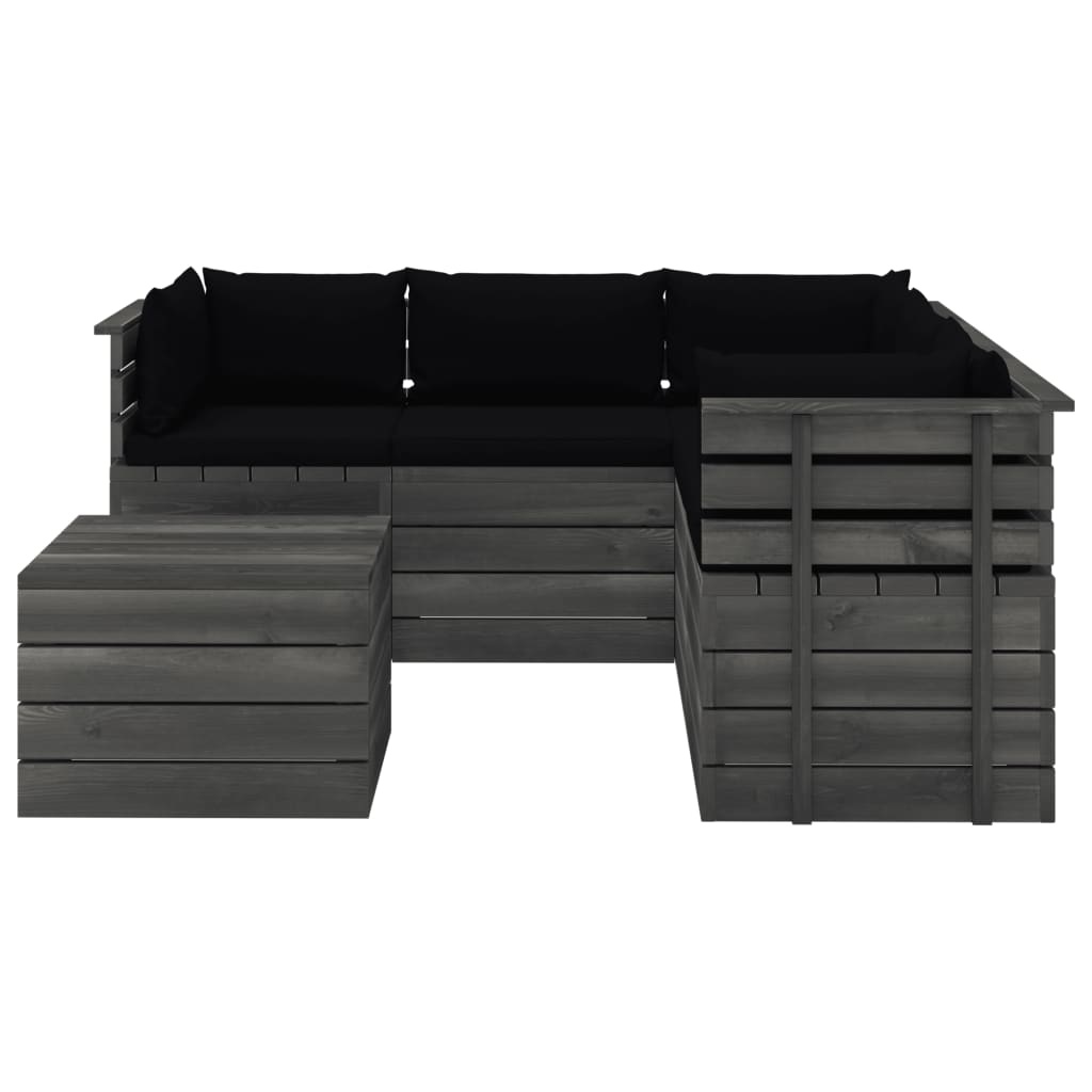 VidaXL 6-delige Loungeset met kussens pallet massief grenenhout