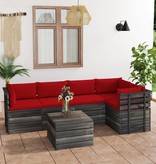 VidaXL 6-delige Loungeset met kussens pallet massief grenenhout