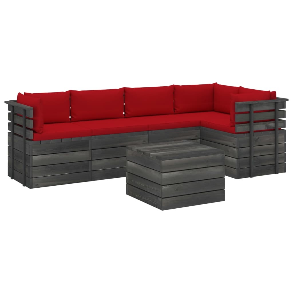 VidaXL 6-delige Loungeset met kussens pallet massief grenenhout