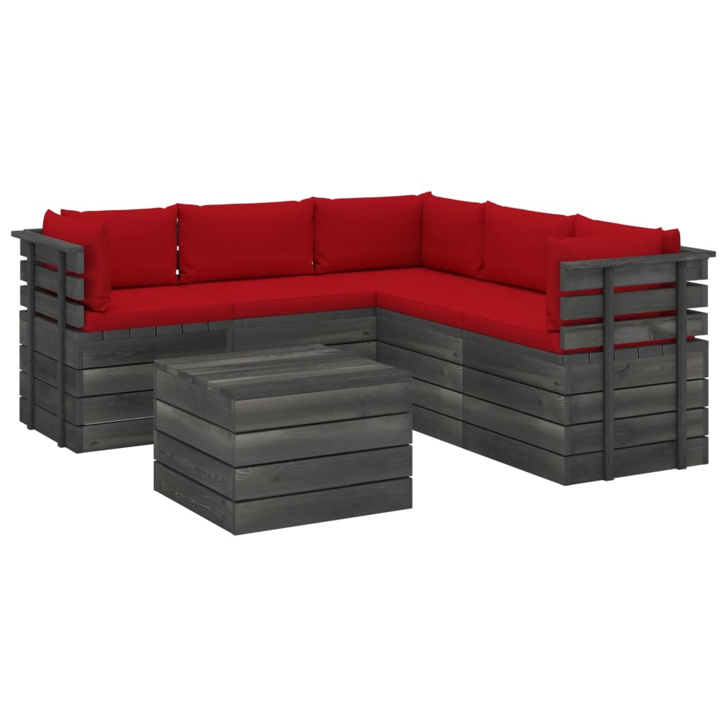 VidaXL 6-delige Loungeset met kussens pallet massief grenenhout