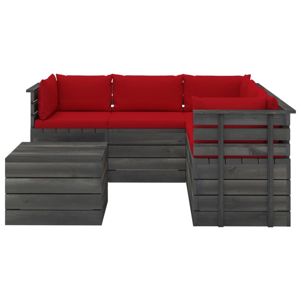 VidaXL 6-delige Loungeset met kussens pallet massief grenenhout