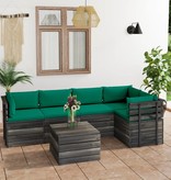 VidaXL 6-delige Loungeset met kussens pallet massief grenenhout
