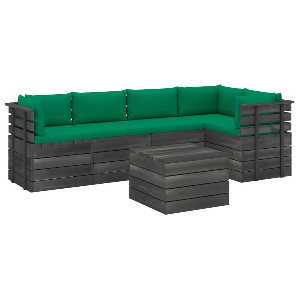 VidaXL 6-delige Loungeset met kussens pallet massief grenenhout