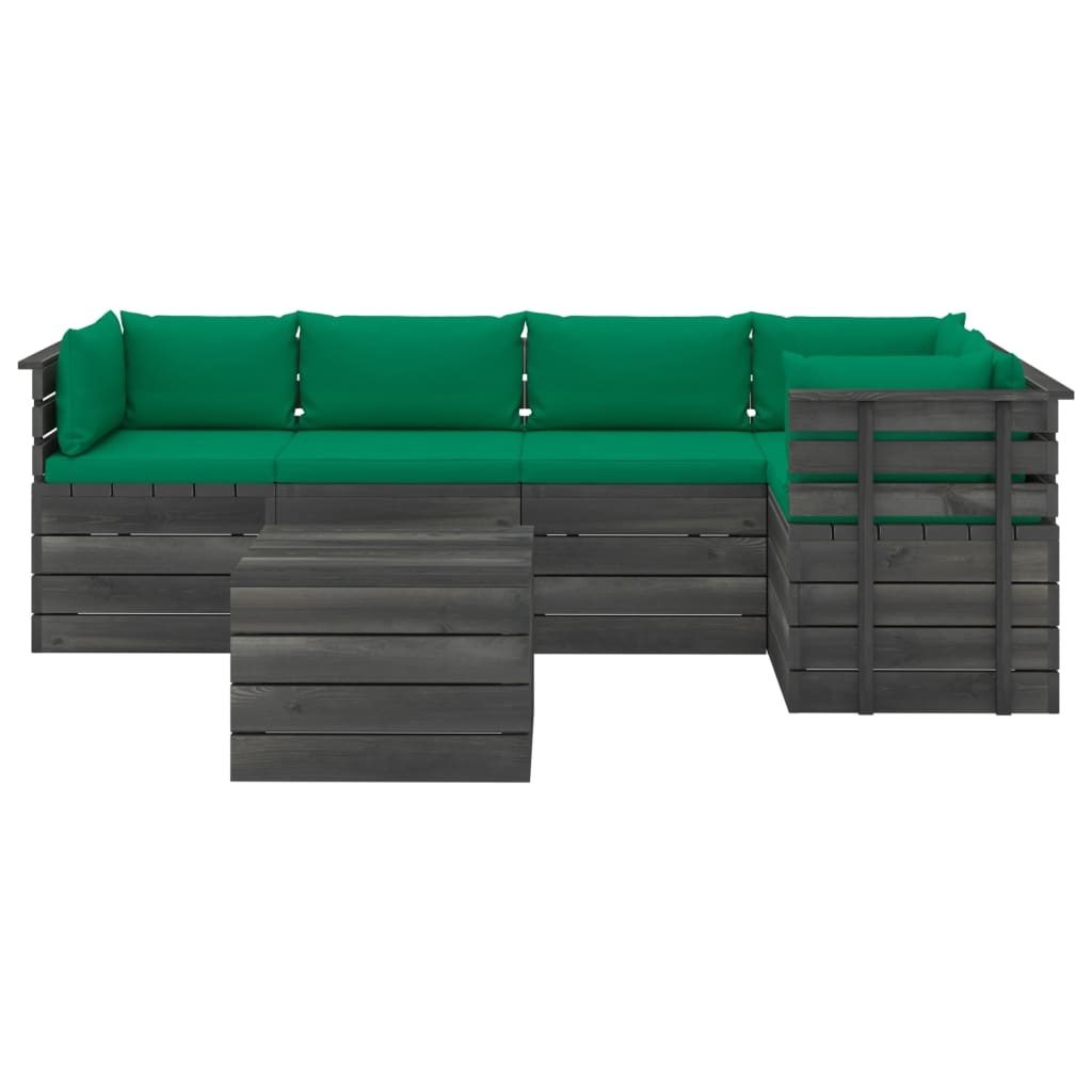 VidaXL 6-delige Loungeset met kussens pallet massief grenenhout