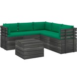 VidaXL 6-delige Loungeset met kussens pallet massief grenenhout