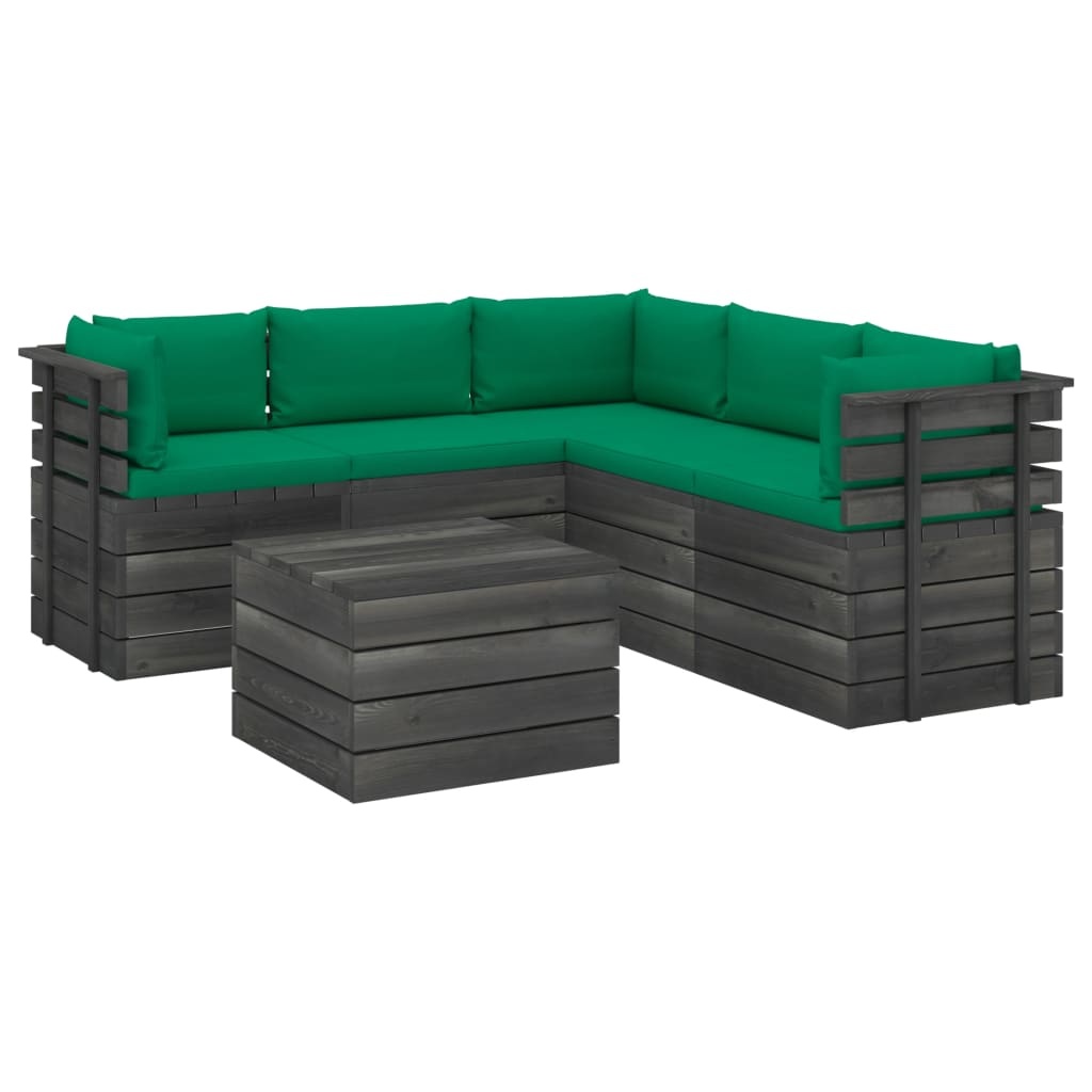 VidaXL 6-delige Loungeset met kussens pallet massief grenenhout