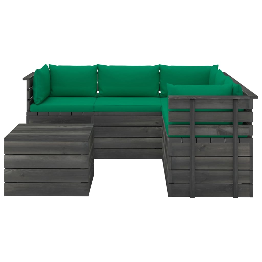 VidaXL 6-delige Loungeset met kussens pallet massief grenenhout