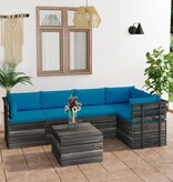 VidaXL 6-delige Loungeset met kussens pallet massief grenenhout