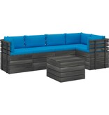 VidaXL 6-delige Loungeset met kussens pallet massief grenenhout